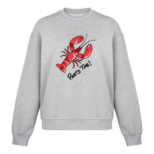 CHIO MI Premium Damen & Herren Sweatshirt mit Lobster Stickerei – Hochwertige Bio-Baumwolle – Adult Lobster Embroidery Sweater – Sweat adulte haut de gamme avec broderie Homard.