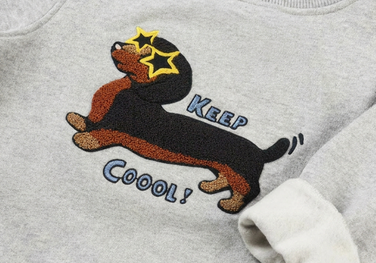 NEU! ADULT SWEATSHIRT DACKEL grau