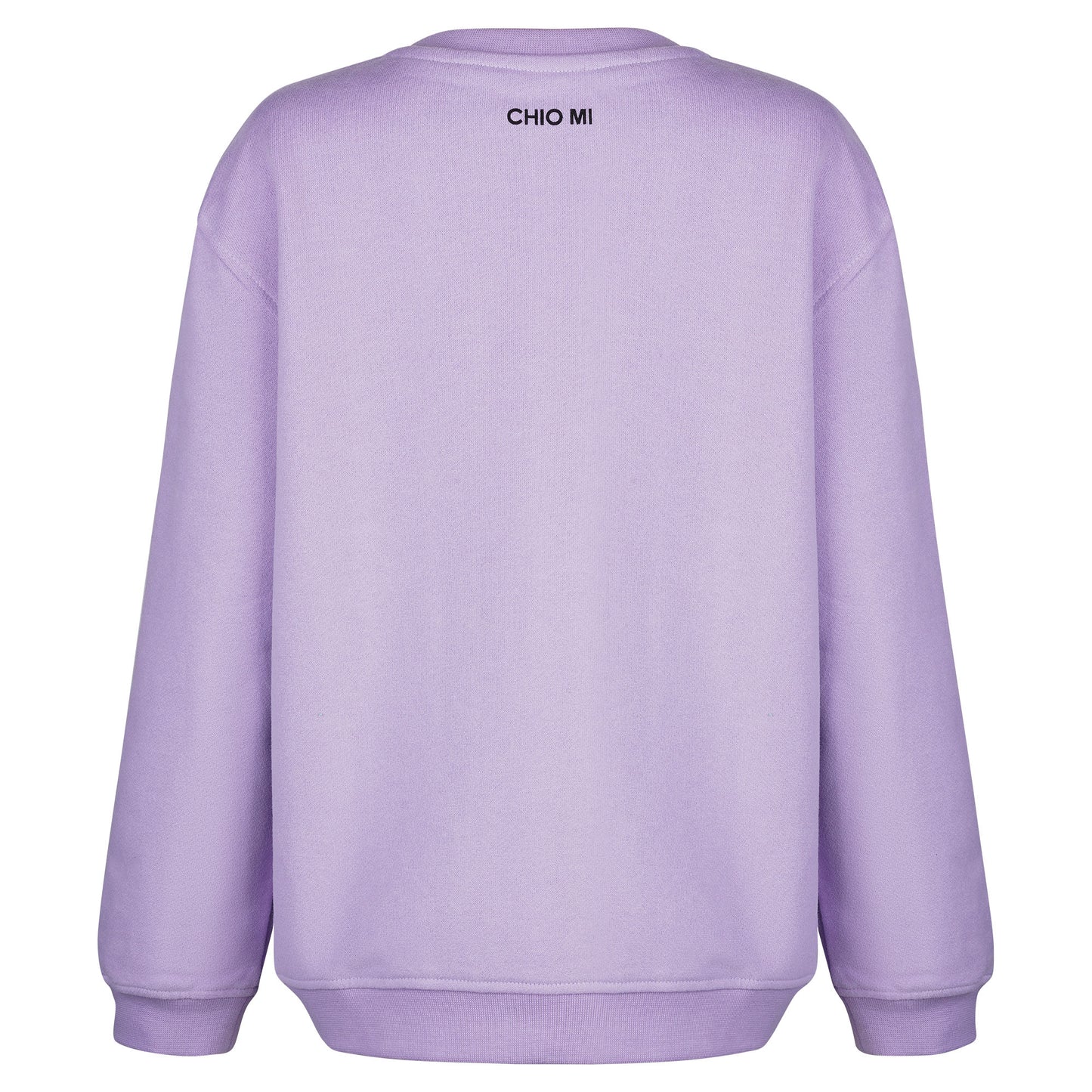 Rückansicht CHIO MI Icecream Kids Sweater: Bequeme Passform in zartem Lavendel aus 100% Bio-Baumwolle – Besonders weich – Comfortable fit lavender organic cotton – Coupe confortable en coton bio couleur lilas.