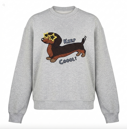 ADULT SWEATSHIRT DACHSUND grey melange
