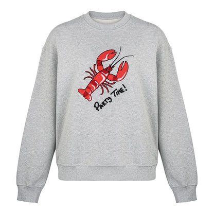 CHIO MI Premium Damen & Herren Sweatshirt mit Lobster Stickerei – Hochwertige Bio-Baumwolle – Adult Lobster Embroidery Sweater – Sweat adulte haut de gamme avec broderie Homard.