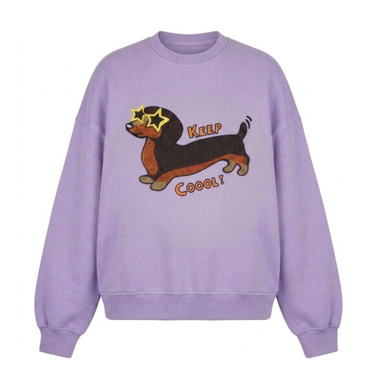NEU! ADULT SWEATSHIRT DACKEL Lavendel