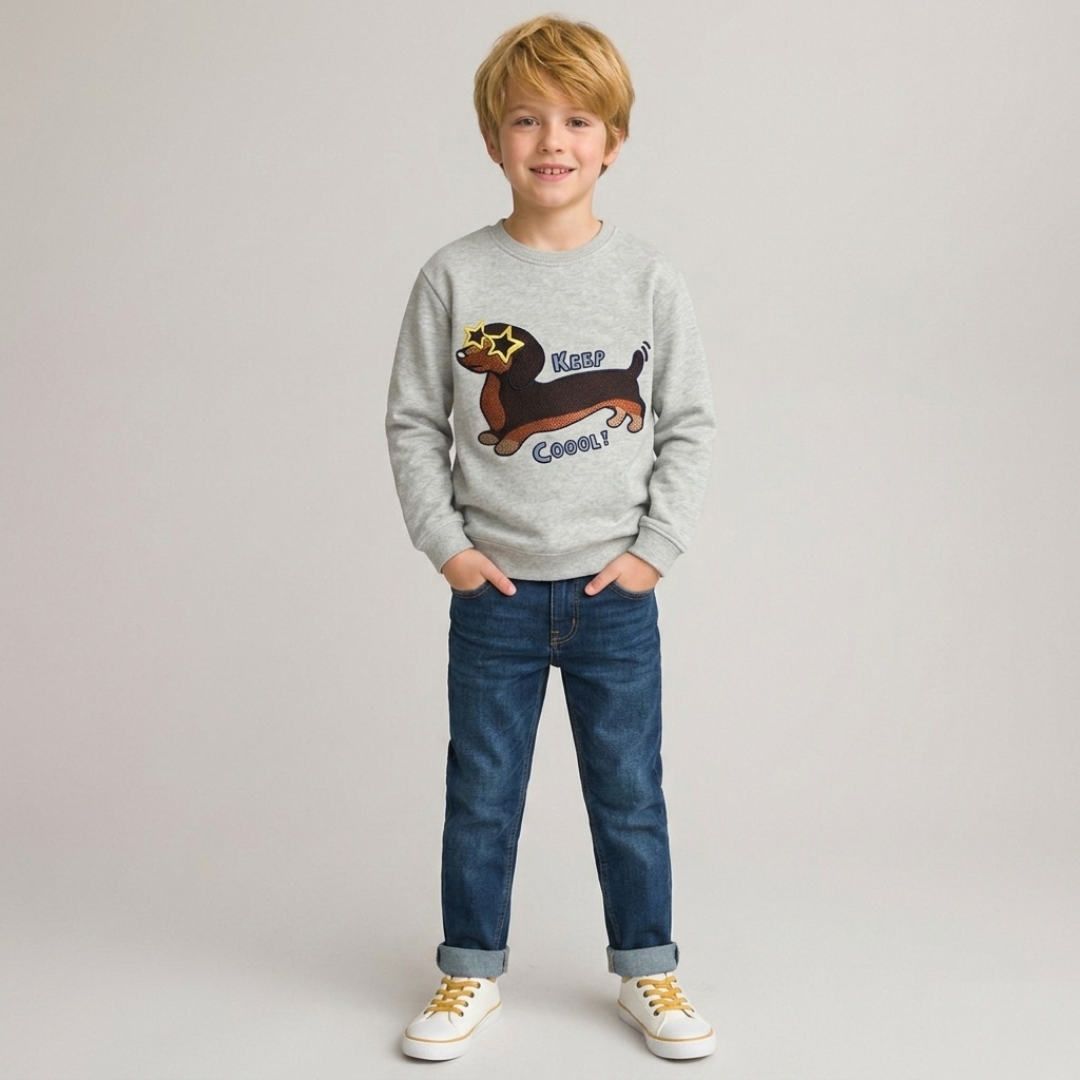 NEU! Kids SWEATSHIRT DACKEL grau 