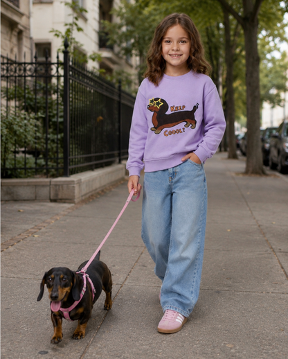 NEU! Kids SWEATSHIRT DACKEL Lavendel