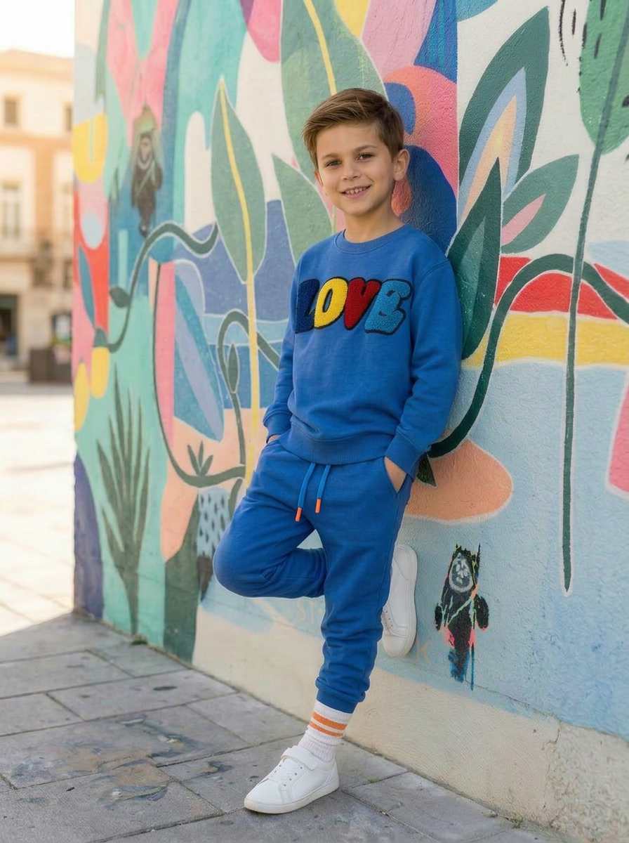 KIDS SWEATPANTS HEART Royal Blue
