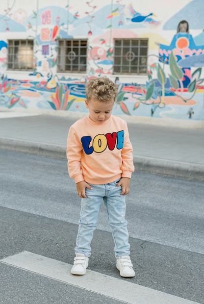 KIDS SWEATSHIRT LOVE Bright Coral