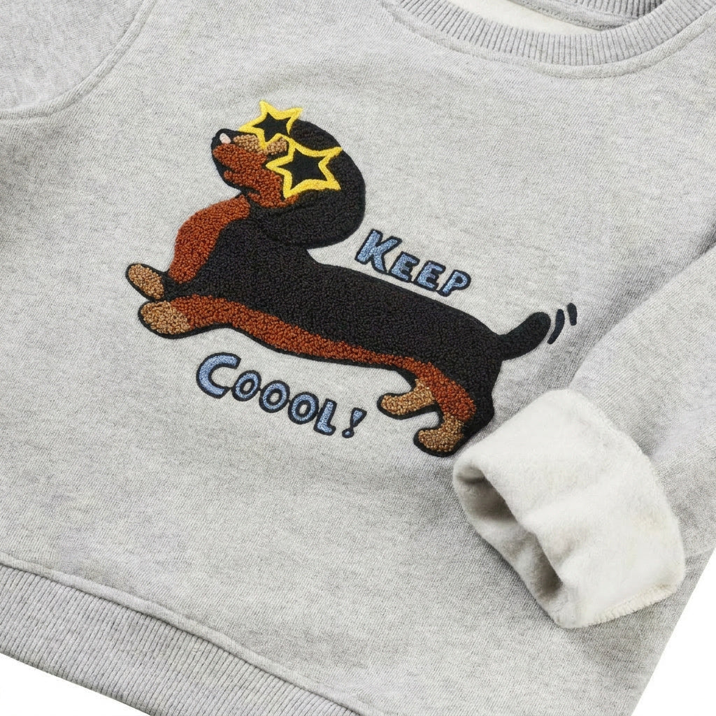 NEU! Kids SWEATSHIRT DACKEL grau 