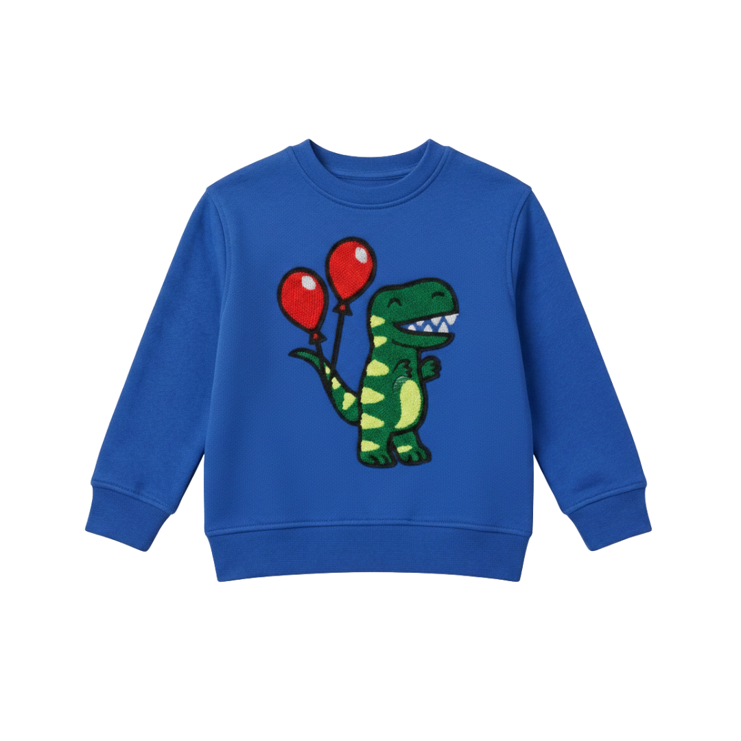 Premium Kinder Sweatshirt mit Dino Stickerei aus 100% Bio-Baumwolle 