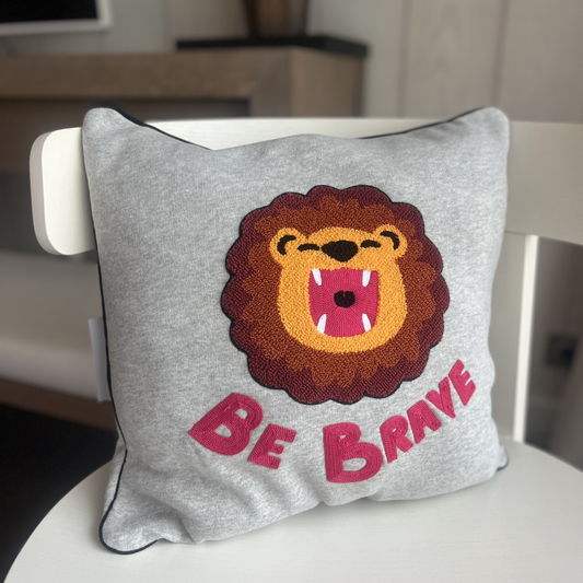 TAIE D'OREILLER LION Gris Mélange