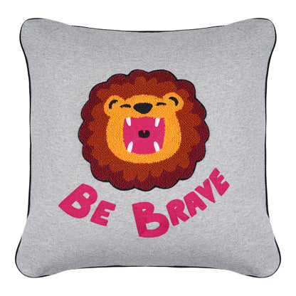 CHIO MI Designer Kissen mit Löwen Stickerei – Hochwertiges Wohnaccessoire für das Kinderzimmer und Motivation Be Brave 