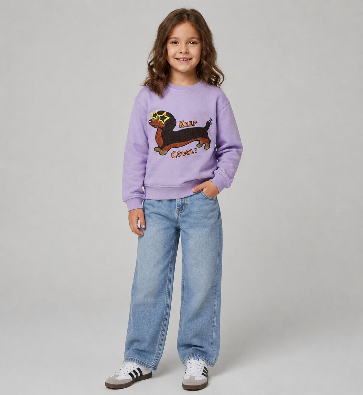 NEU! Kids SWEATSHIRT DACKEL Lavendel