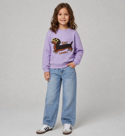 NEU! Kids SWEATSHIRT DACKEL Lavendel