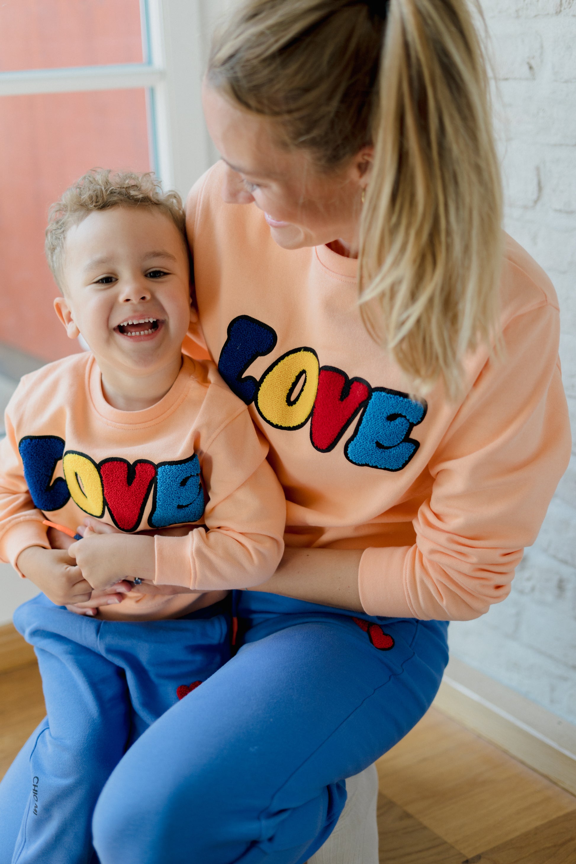 CHIO MI Premium Family Set Outfit Sweatshirts for Kids and Adult - organic cotton - peach coral