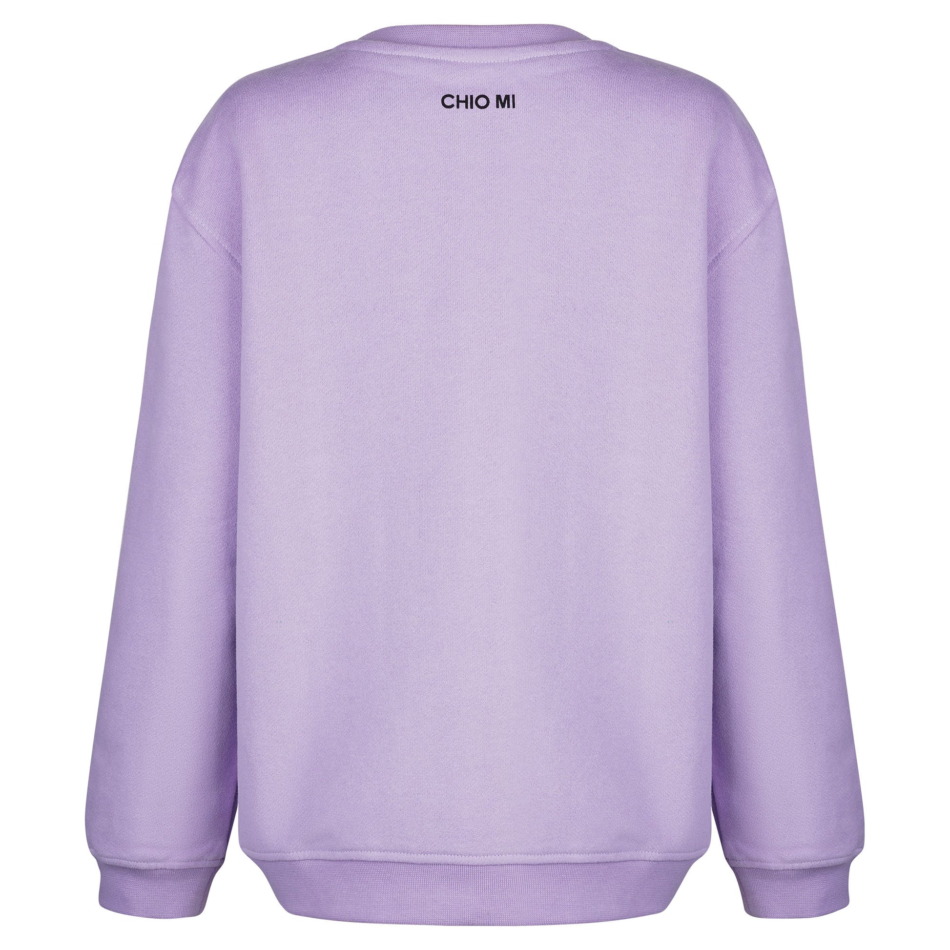 Rückansicht CHIO MI Icecream Kids Sweater: Bequeme Passform in zartem Lavendel aus 100% Bio-Baumwolle – Besonders weich – Comfortable fit lavender organic cotton – Coupe confortable en coton bio couleur lilas.