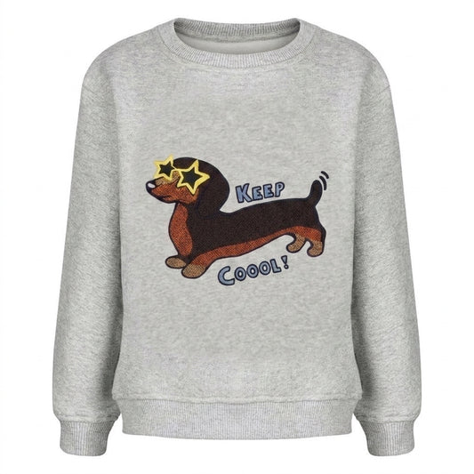 NEU! Kids SWEATSHIRT DACKEL grau 