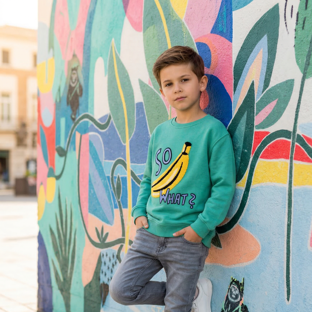 KIDS SWEATSHIRT BANANA Jungle Grün