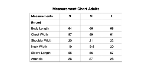 Measurement Chart Adults