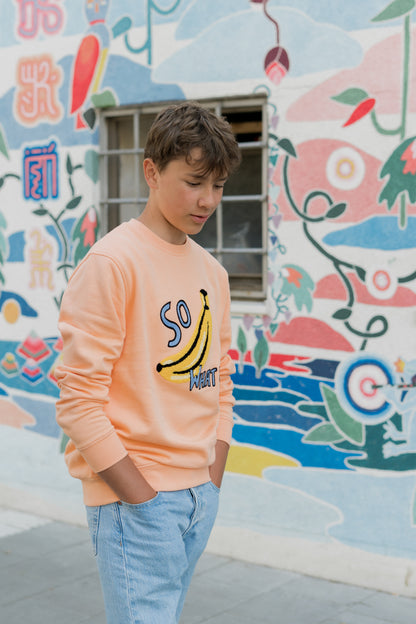SWEATSHIRT ADULTS Unisex BANANA Bright Coral
