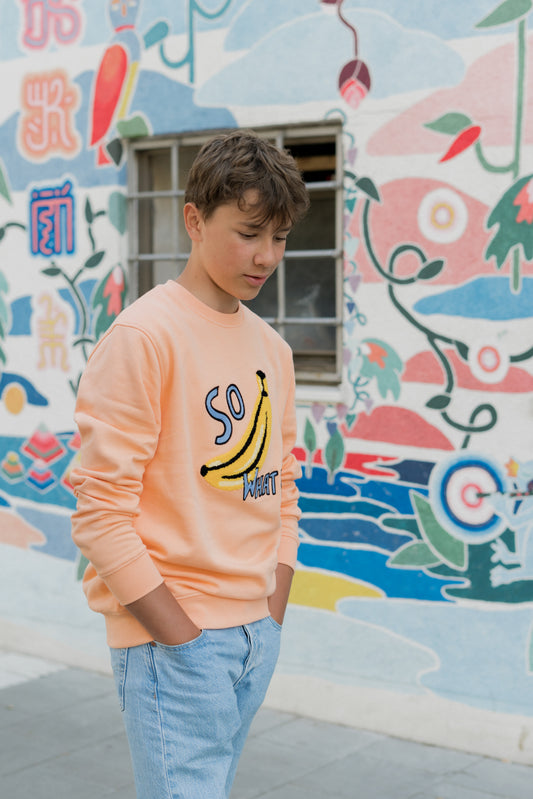 SWEATSHIRT ADULTS Unisex BANANA Bright Coral