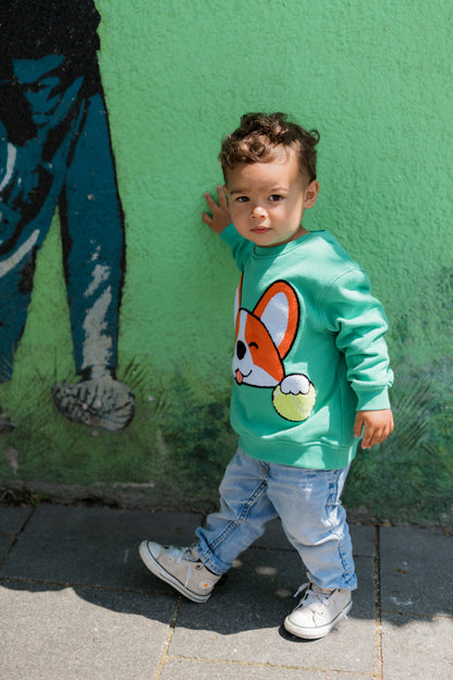 KIDS SWEATSHIRT CORGI Jungle Green