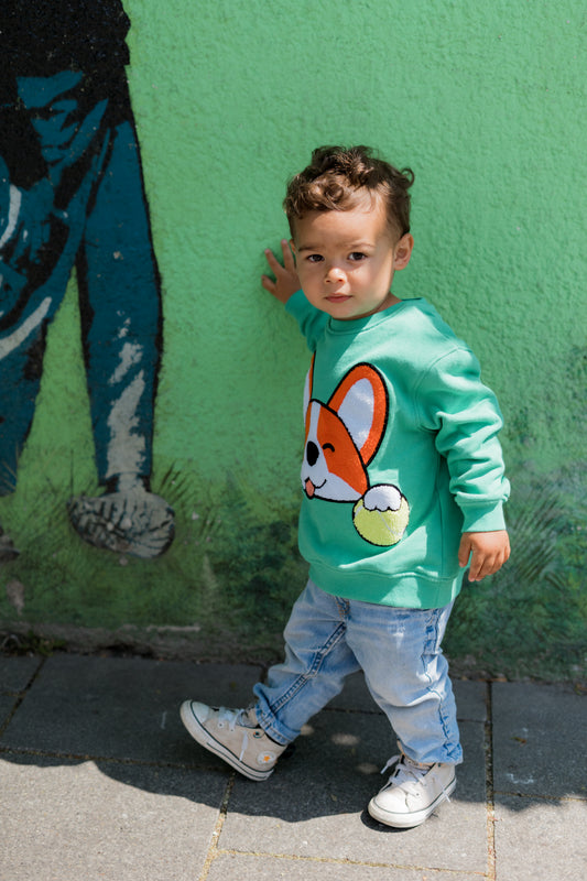 KIDS SWEATSHIRT CORGI Jungle Green