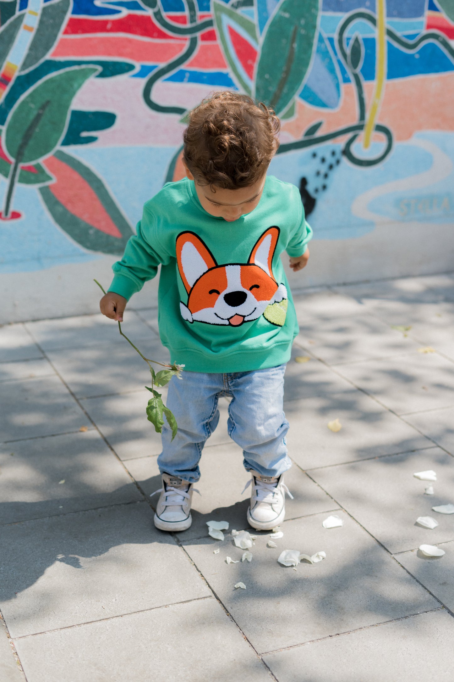 KIDS SWEATSHIRT CORGI Jungle Green