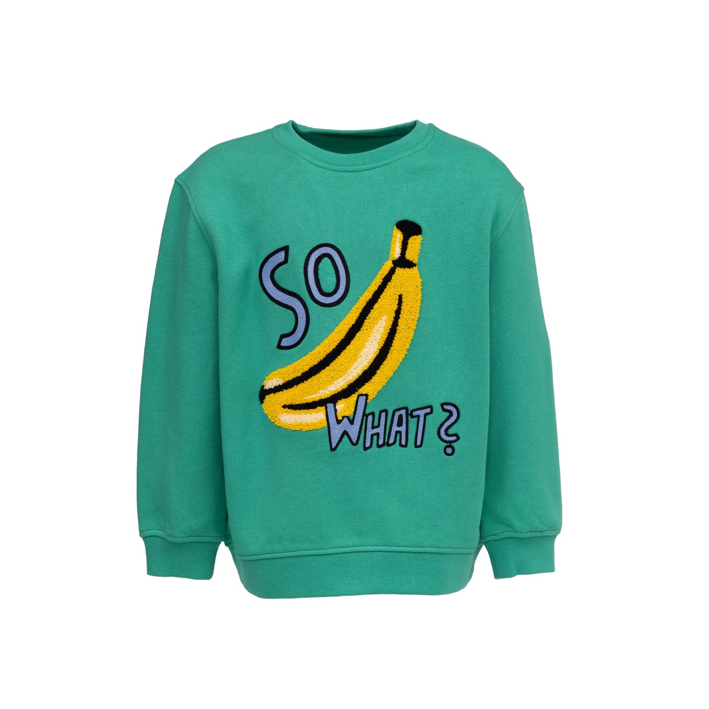 CHIO MI Premium Statement Kinder Sweatshirt in grün mit Bananen Stickerei mit 100% Bio-Baumwolle 