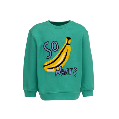 CHIO MI Premium Statement Kinder Sweatshirt in grün mit Bananen Stickerei mit 100% Bio-Baumwolle 