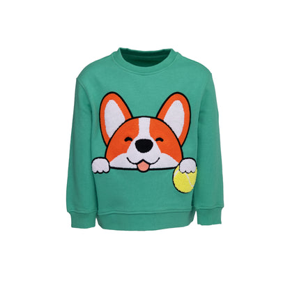 KIDS SWEATSHIRT CORGI Jungle Green