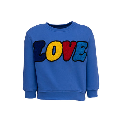 Cooles Premium Kinder Set Outfit mit Sweatshirt und Jogginghose in blau und bunter LOVE Stickerei